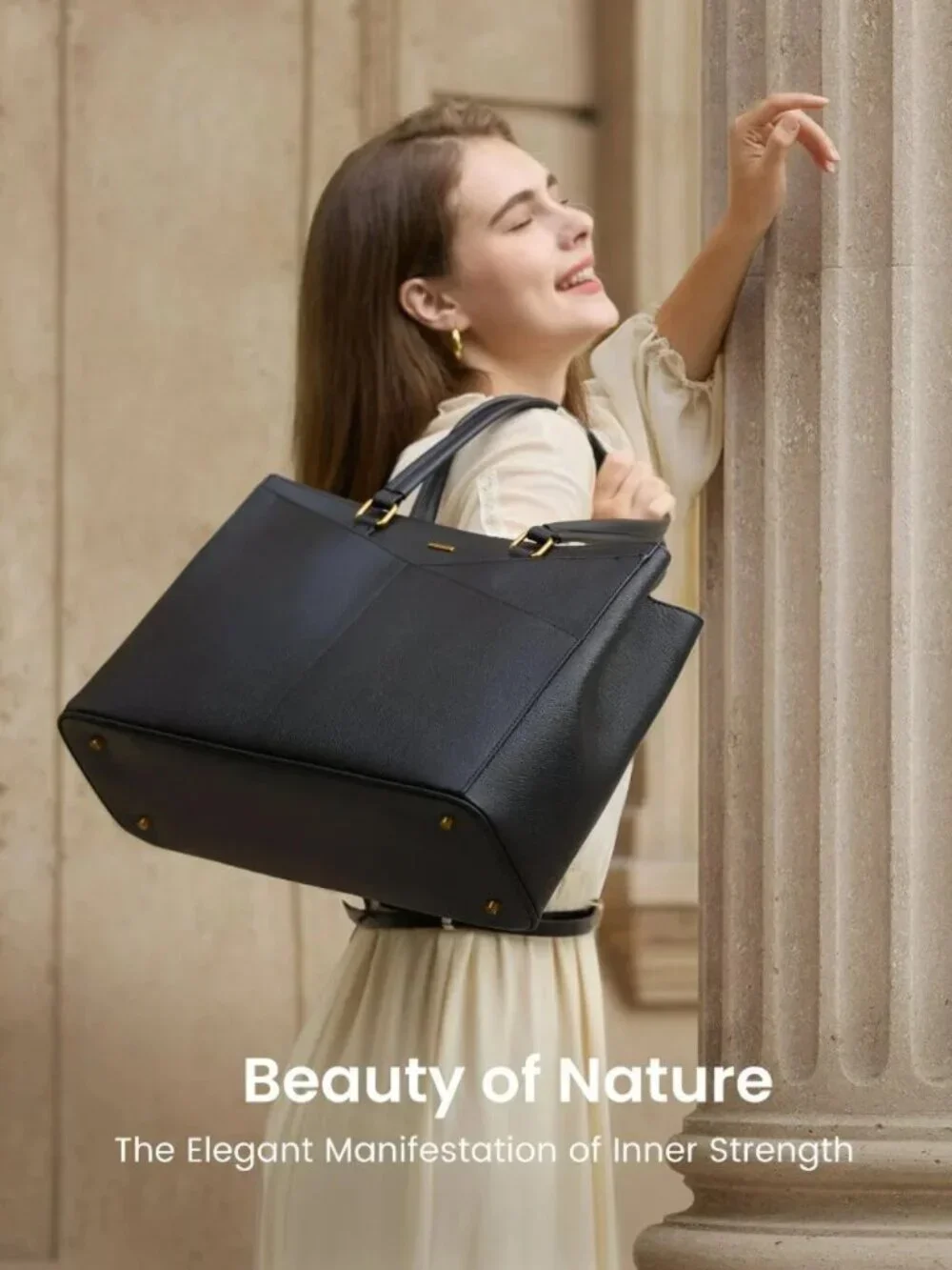 LOVEVOOK 100% Real Leather Laptop Bag